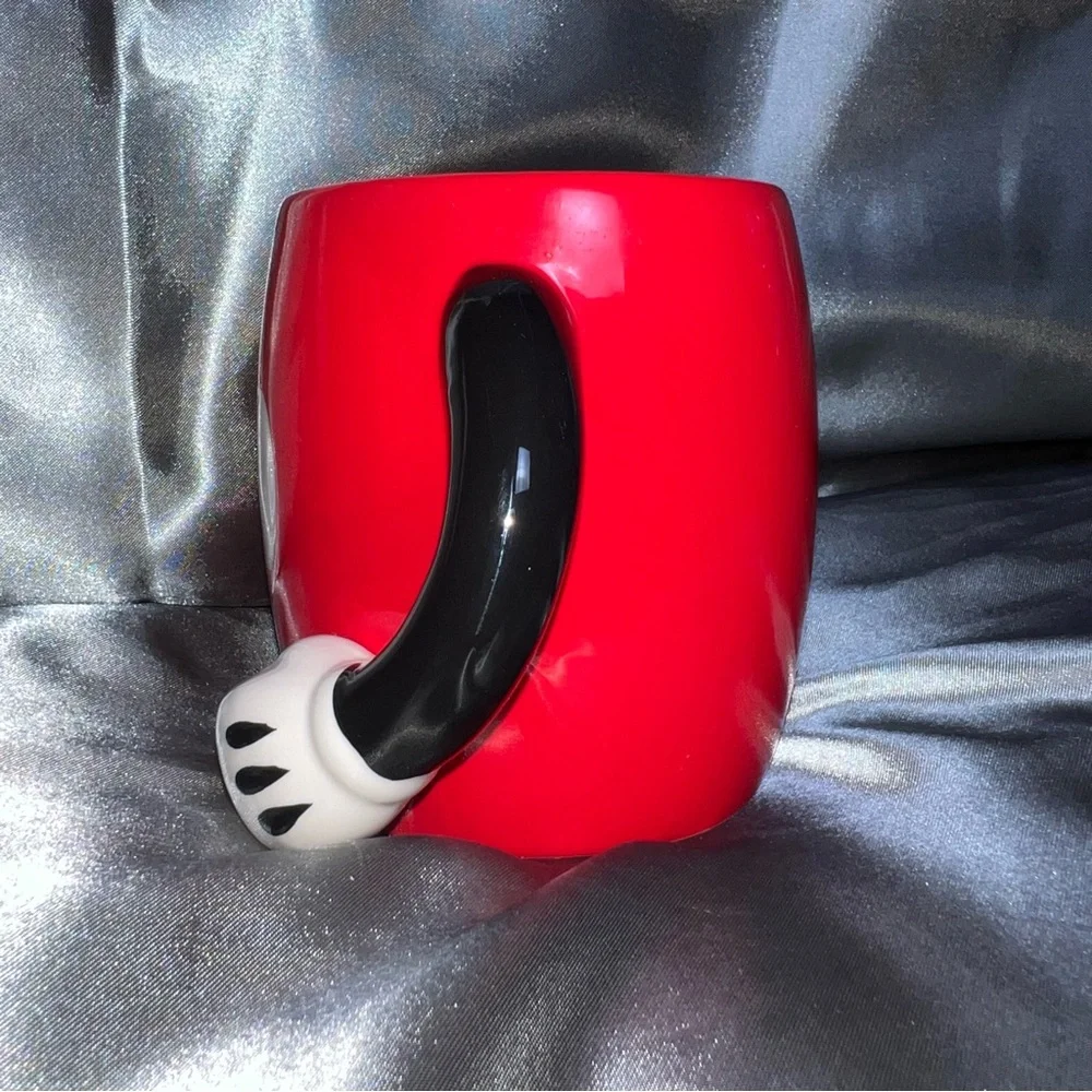 Disney Galerie Mickey Mouse Ceramic Coffee Mug Red Two Button Double Arm Handles